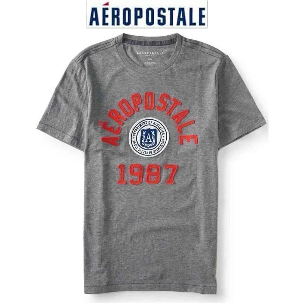 NWT Aeropostale 2XL Grey / Orange Graphic 2X Appliqued Logo T-Shirt XXL